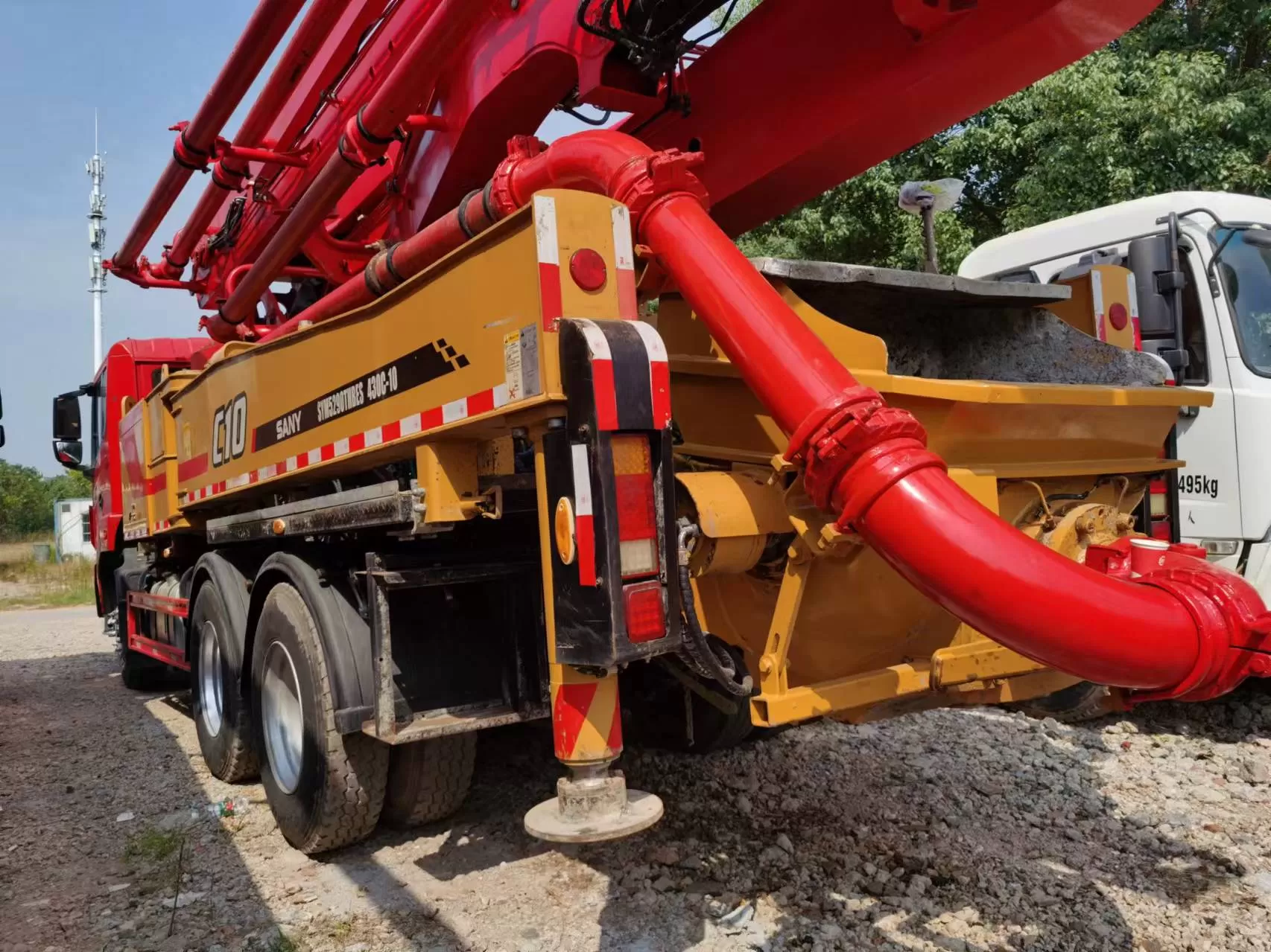 bomba de hormigón montada en camión sany 2020, bomba de pluma de 43 m con chasis sany